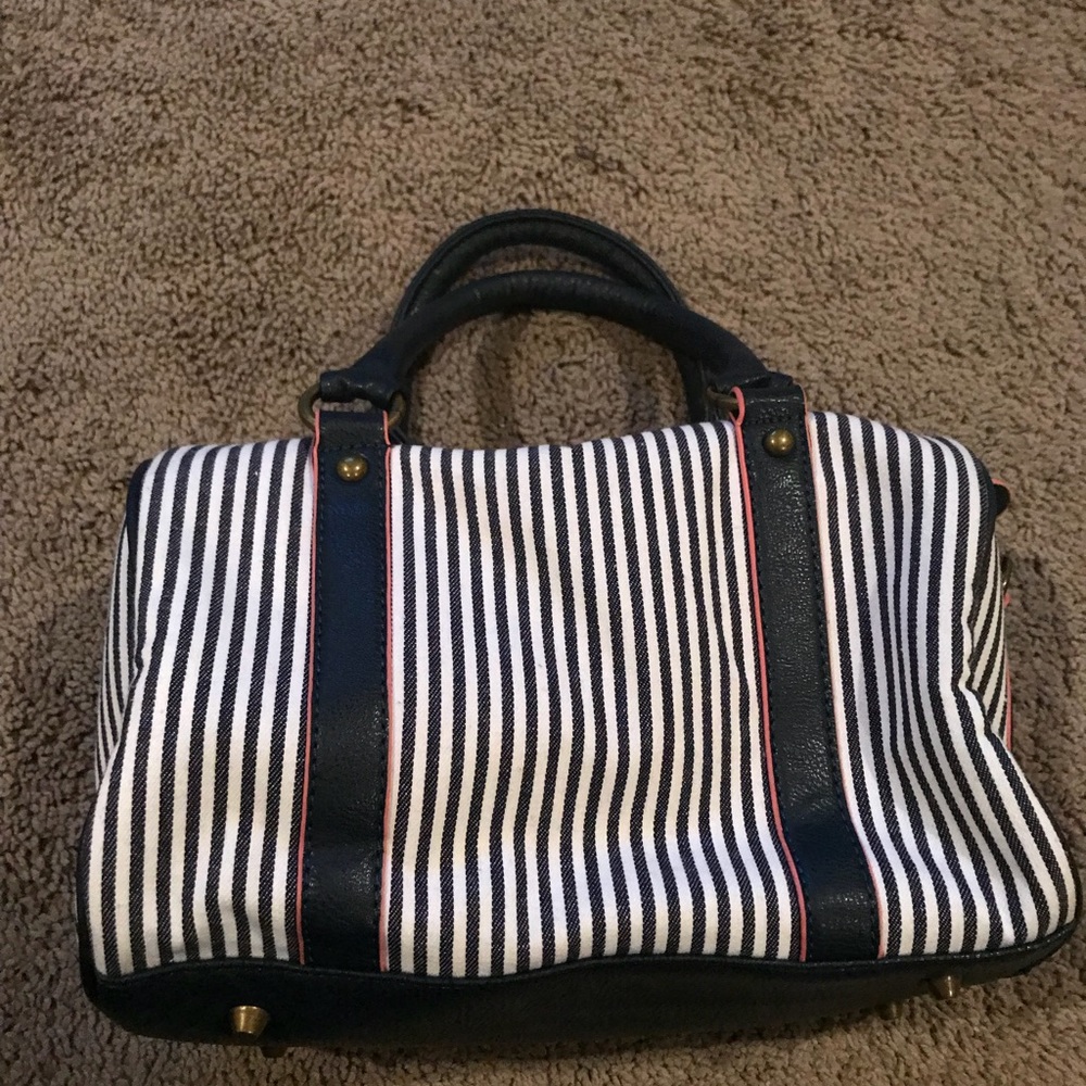 Small navy striped purse